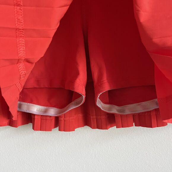 Women's Red Pleated Shorts - Picture 2 of 7